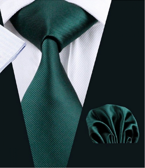 Jade Green Silk Tie with Matching Pocket Square With Free And Fast UK
