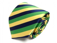 Green, Navy and Yellow Striped Silk Tie