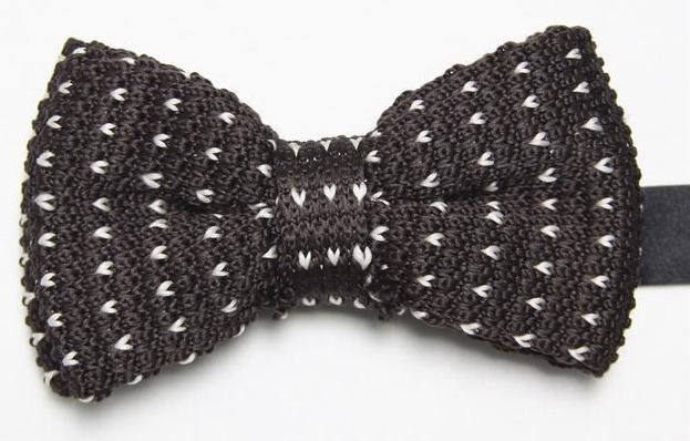 Black Knitted Bow Tie with White Pattern