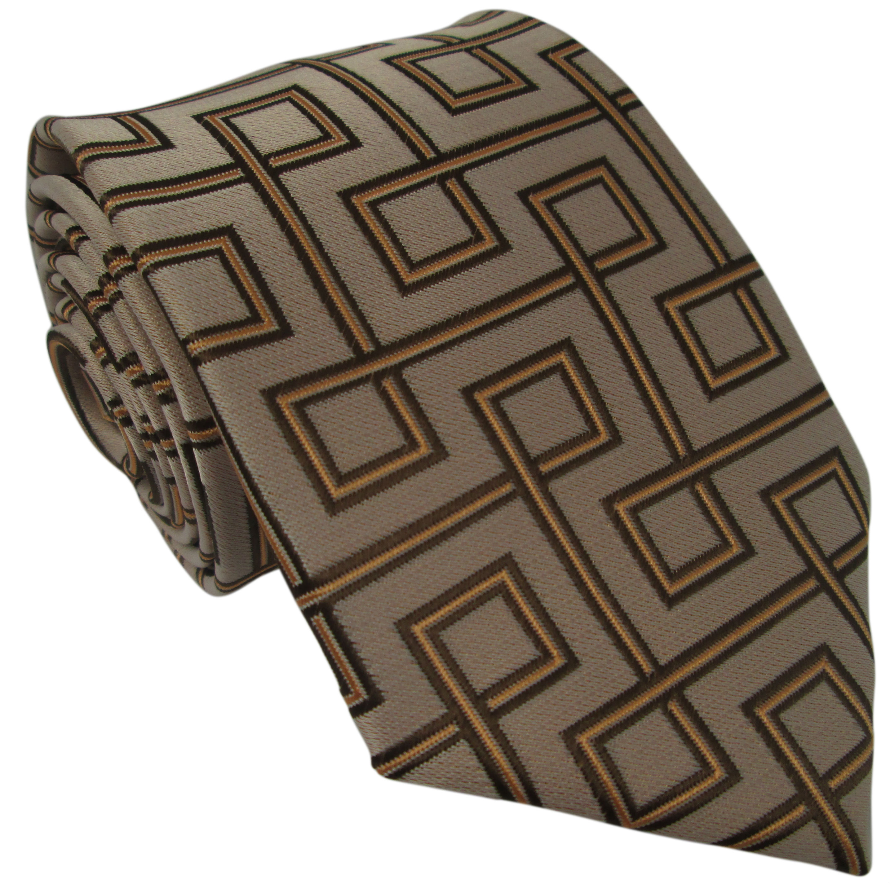 Brown Silk Tie with Retro Design