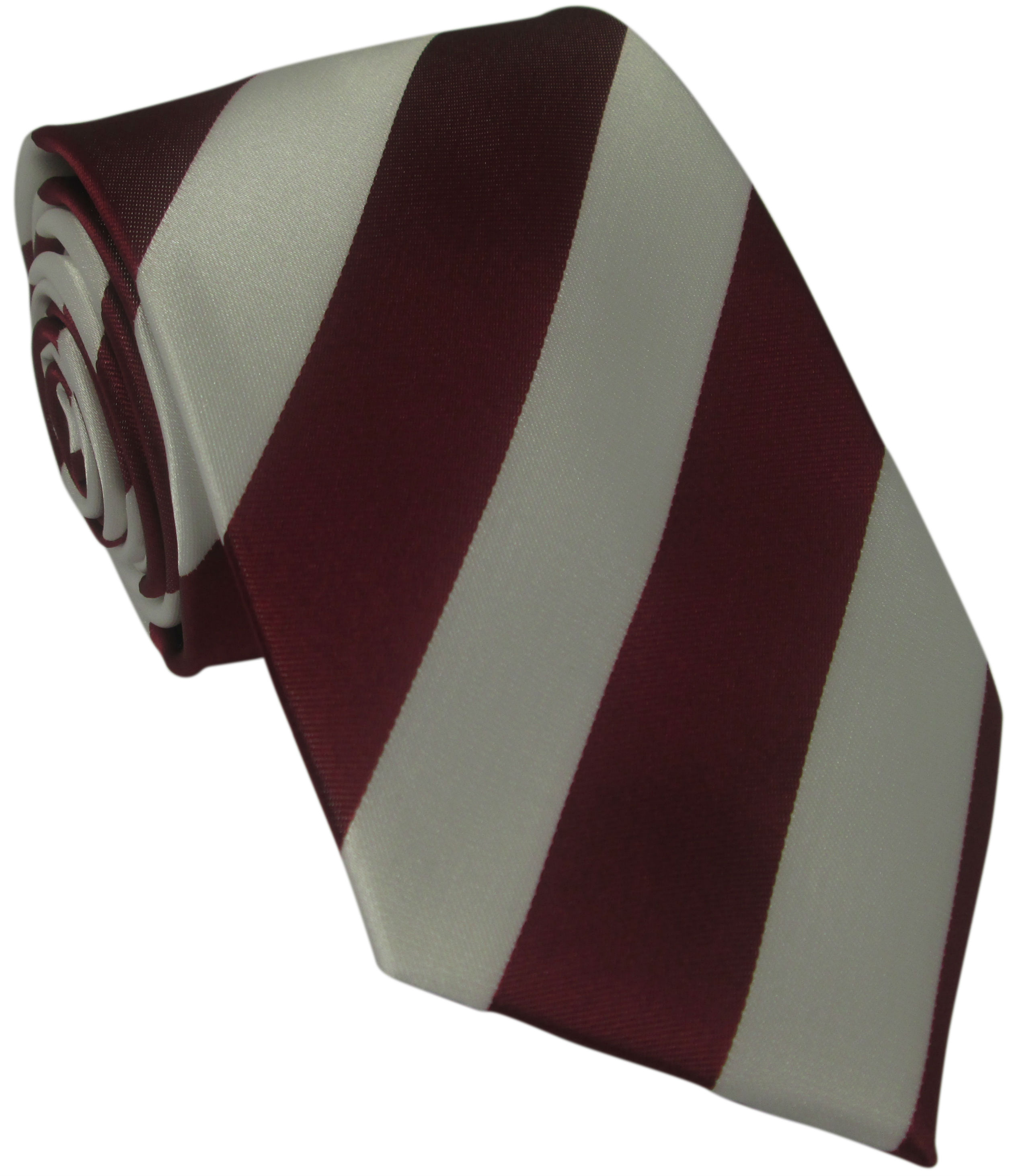 Dark Red and White Striped Silk Tie