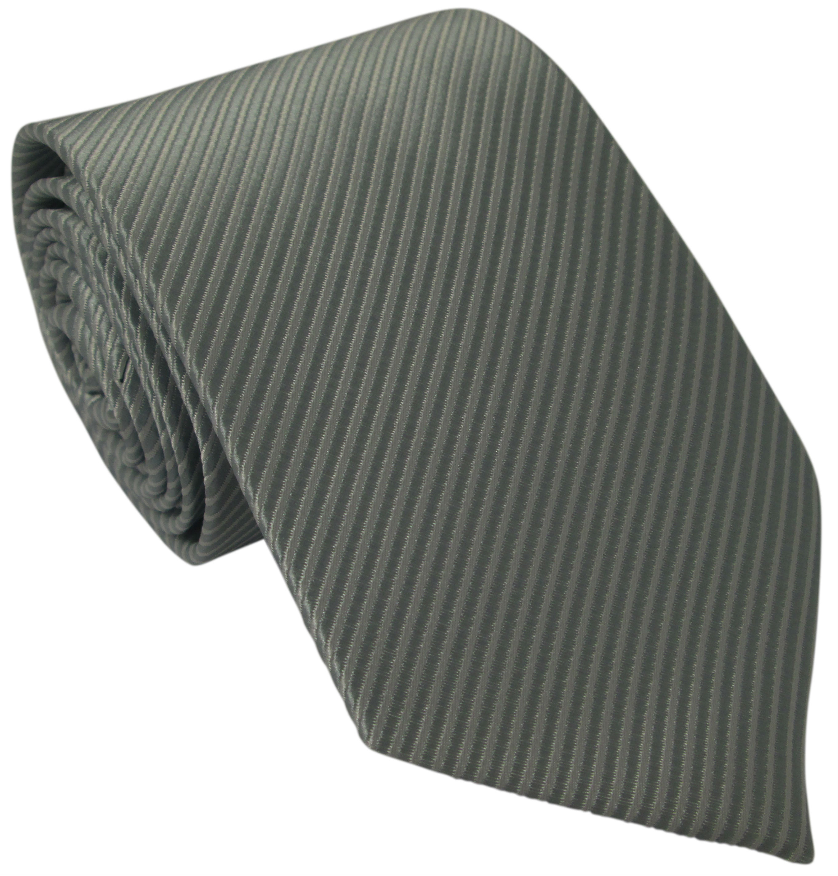 Grey Ribbed Silk Tie