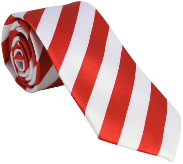 Red and White Striped Silk Tie 