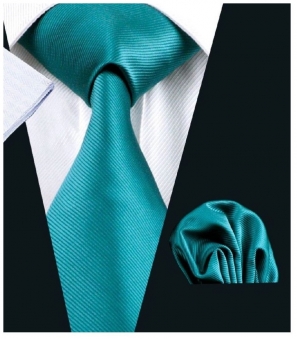 Teal Silk Tie with Matching Pocket Square 