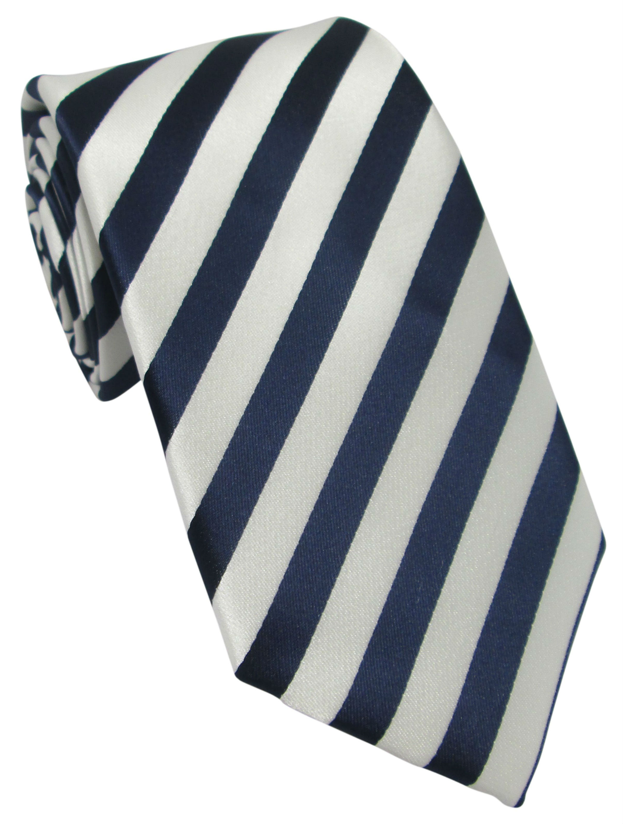 Navy and White Striped Tie