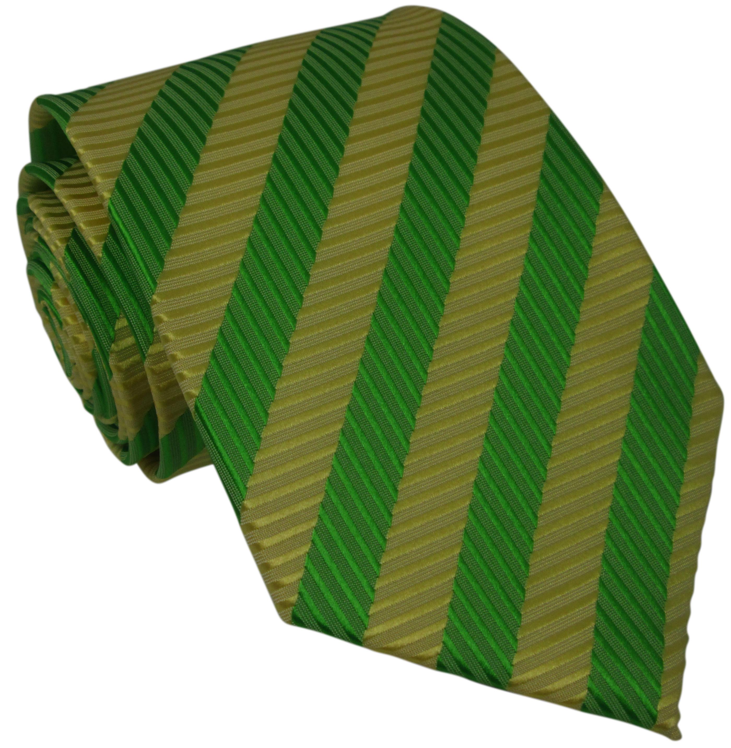 Yellow and Green Striped Silk Tie
